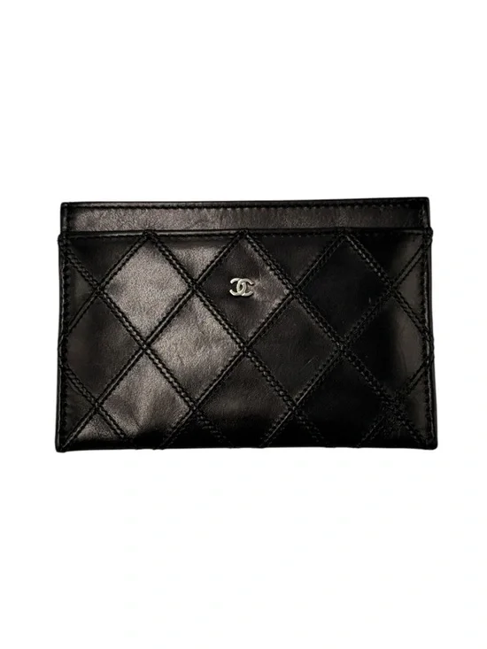 Chanel CC Quilted Lambskin Card Holder Black Silver Hardware - Picture 5 of 16